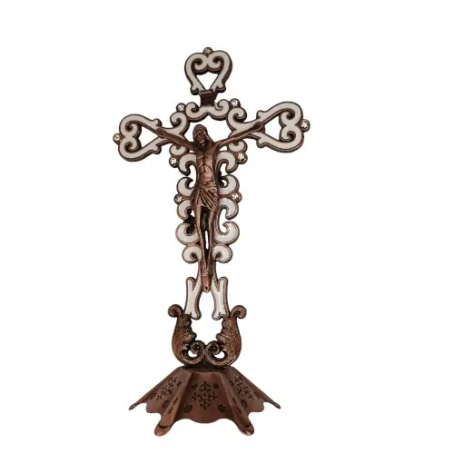 Crucifixo de Mesa com Medalha de São Bento em Cobre
