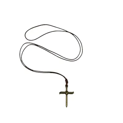 Colar Cruz de Prego em Metal Ouro Velho