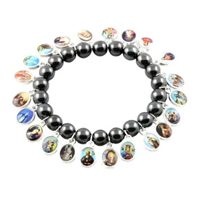 Pulseira Devoção com 22 Pingentes de Santos e Santas