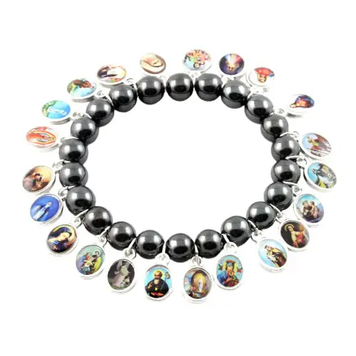 Pulseira Devoção com 22 Pingentes de Santos e Santas
