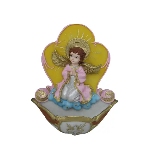 Pia Batismal do Anjo da Guarda — Rosa, 17 cm