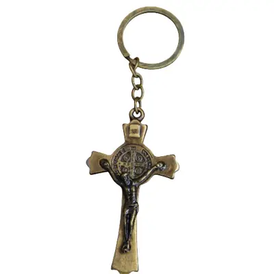 Chaveiro de Cruz em Metal Ouro Velho