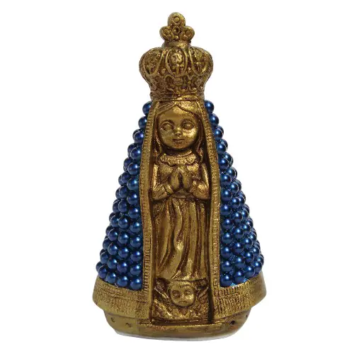 Nossa Senhora Aparecida Baby com Pérolas Azuis, 13 cm
