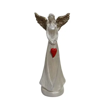 Anjo com Coração em Gesso, 15 cm