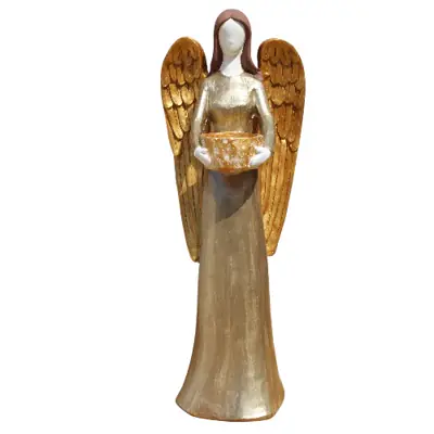 Anjo Porta-Vela em Gesso, 34 cm