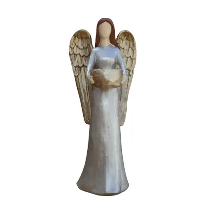 Anjo Porta-Vela em Gesso, 26 cm