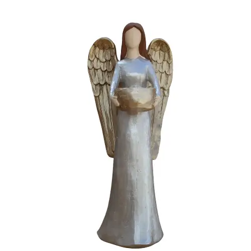 Anjo Porta-Vela em Gesso, 26 cm