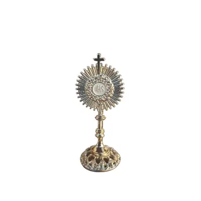 Mini Ostensório para Adoração, 7 cm, Metal Dourado