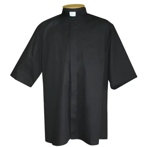 Camisa Clergyman Com Colarinho Romano Embutido